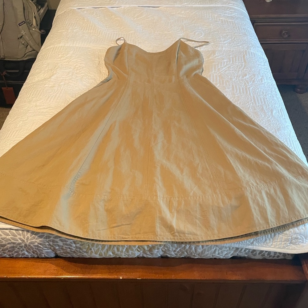 Banana Republic Sand Khaki Linen Cotton Midi Dress